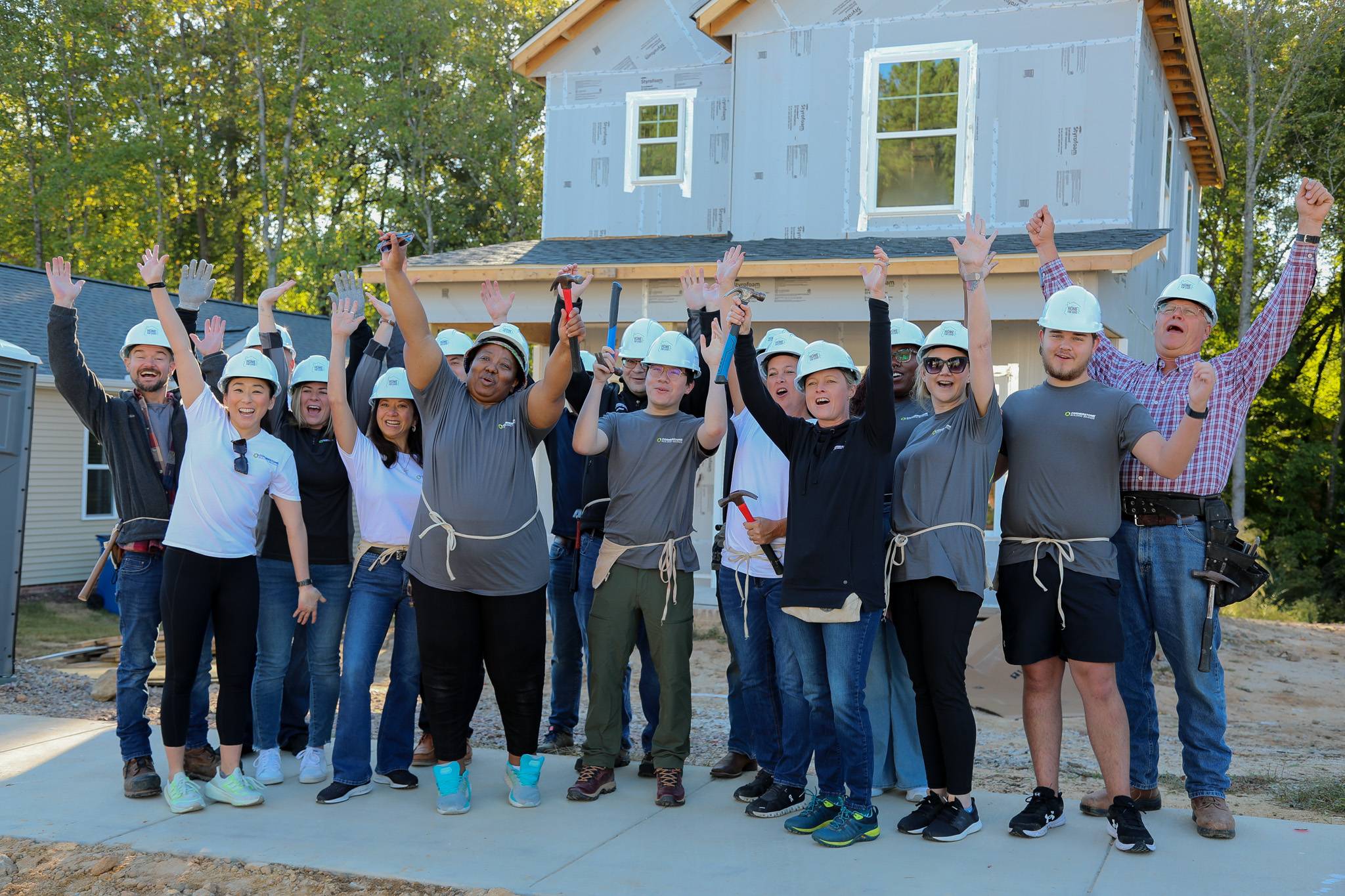 Cornerstone employees on the build site 