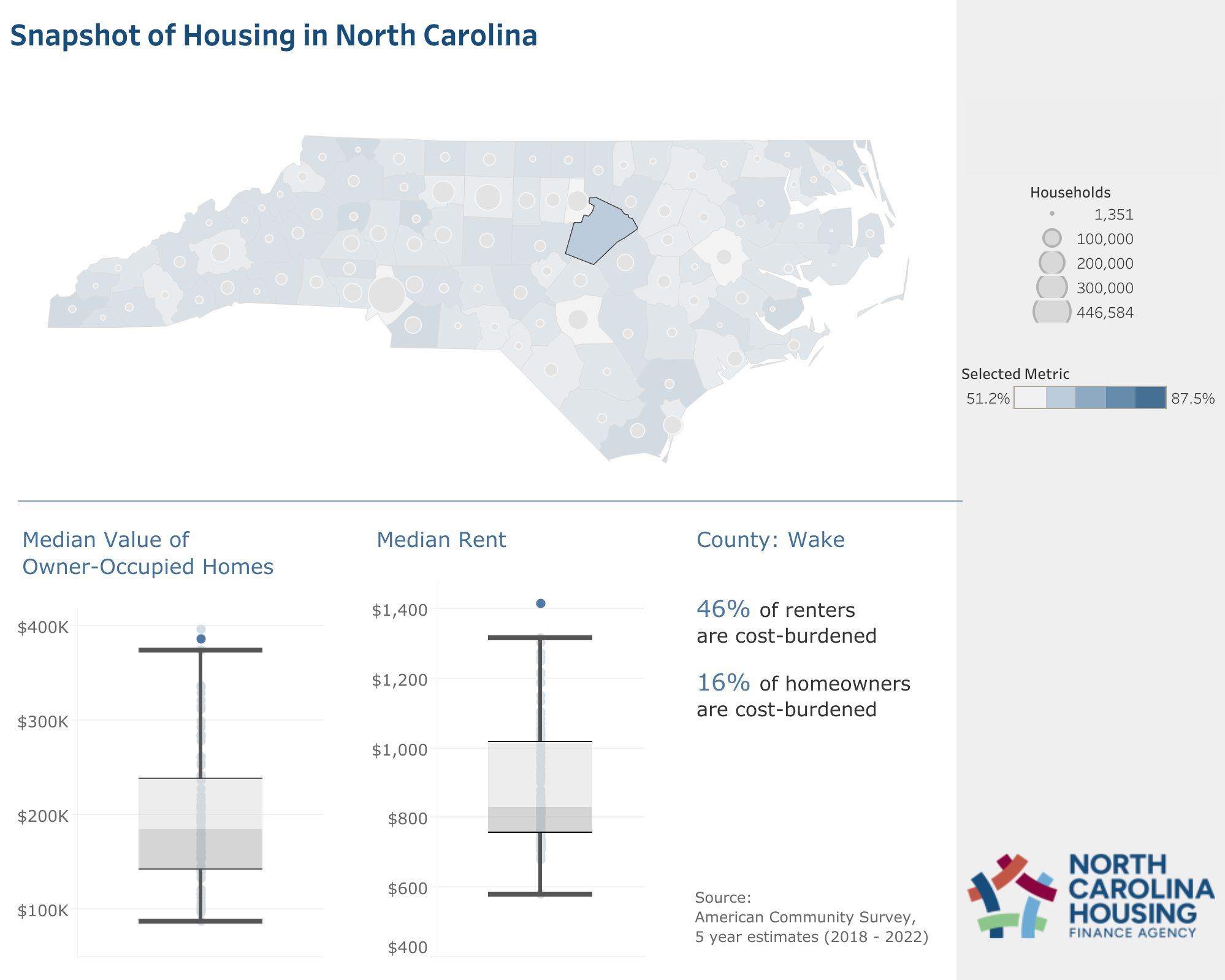 Wake County affordable housing map from NC Housing Finance Agency showing housing stock, how many residents are cost burdened and population change