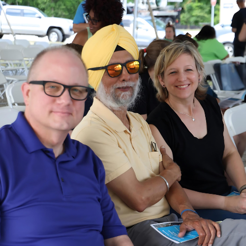 Rev. Felton with Dharampal Singh from the Sikh Community and Rev. Dr. Tirzah Turner of Crosspointe Church 