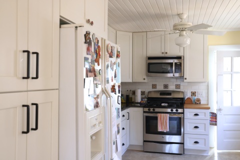 ReStore new cabinets featured in this home remodel. New Cabinets, ReStore cabinets, Kitchen remodel.