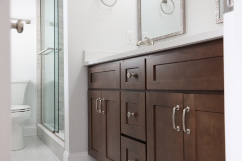 New Cabinets purchased from a Triangle ReStore and installed in this remodeled home in Wake Forest.