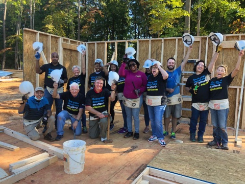 Elected officials on a build site