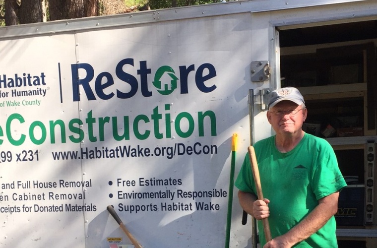 Bennie Collins volunteers with Habitat Wake